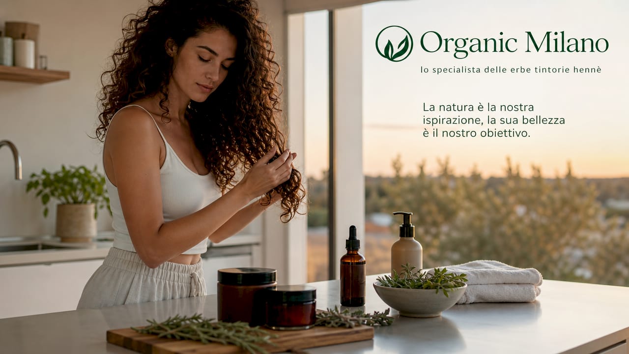 Una donna dai capelli ricci che dedica attenzione alla loro cura e bellezza.