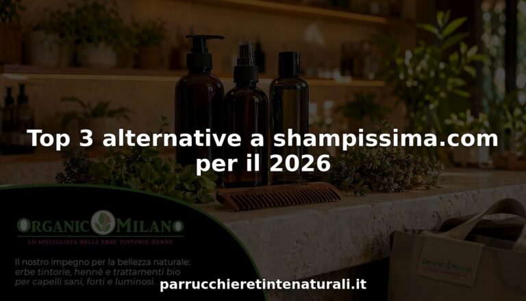 Prodotti per la cura dei capelli naturali con il logo Organic Milano esposti sul bancone del salone