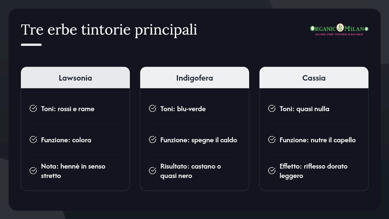 Confronto tra tre erbe tintorie